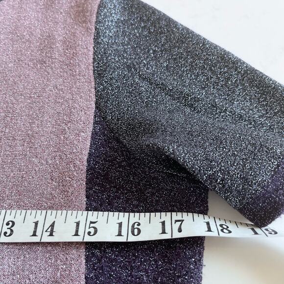 HUGO BOSS Colorblock Top Sweater Pink Purple Black Metallic Wool Blend Large - Picture 9 of 9